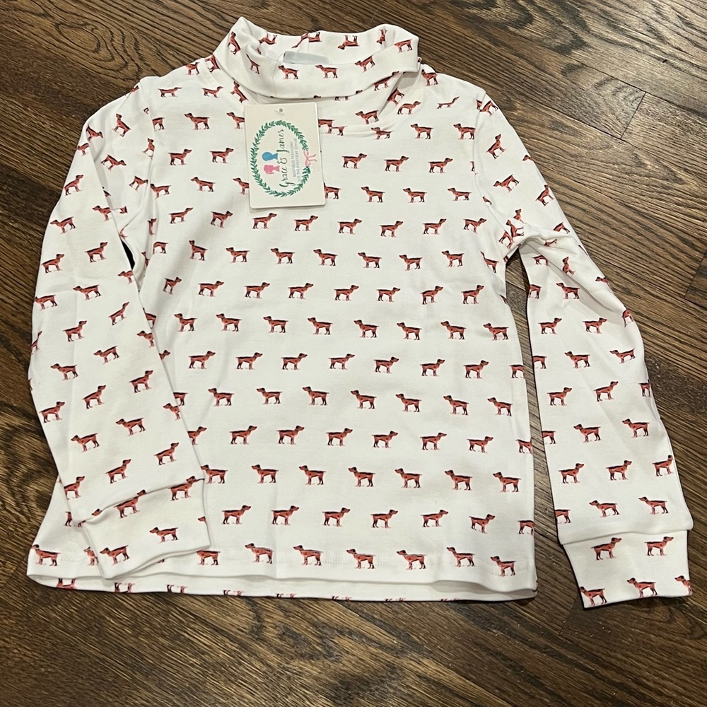Kids Long Sleeve Shirt with Red Dog Print